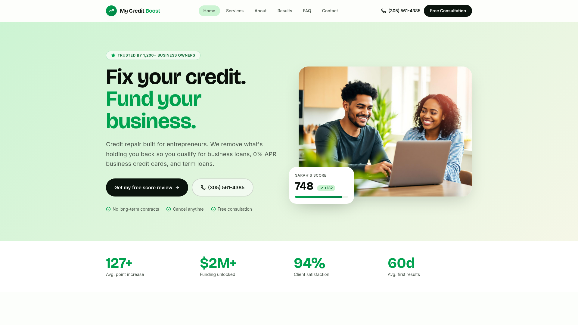 My Credit Boost homepage screenshot