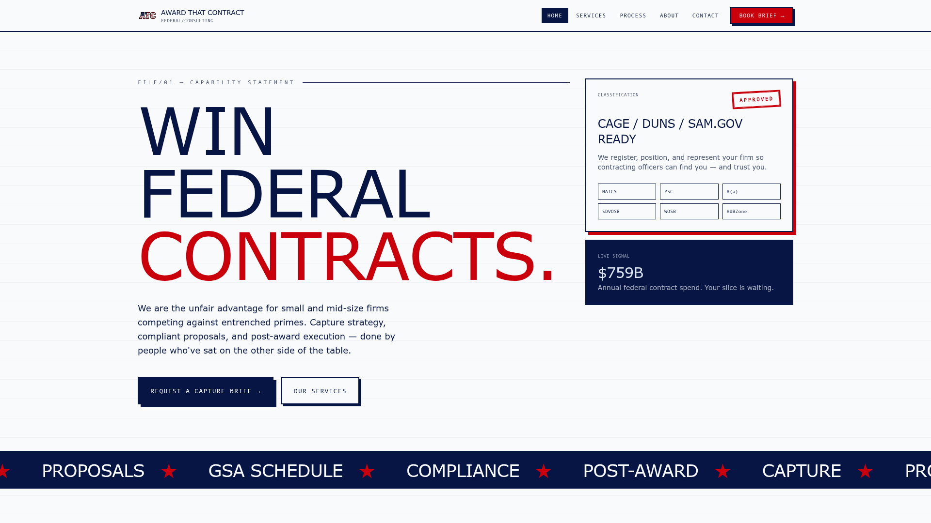 Award That Contract homepage screenshot