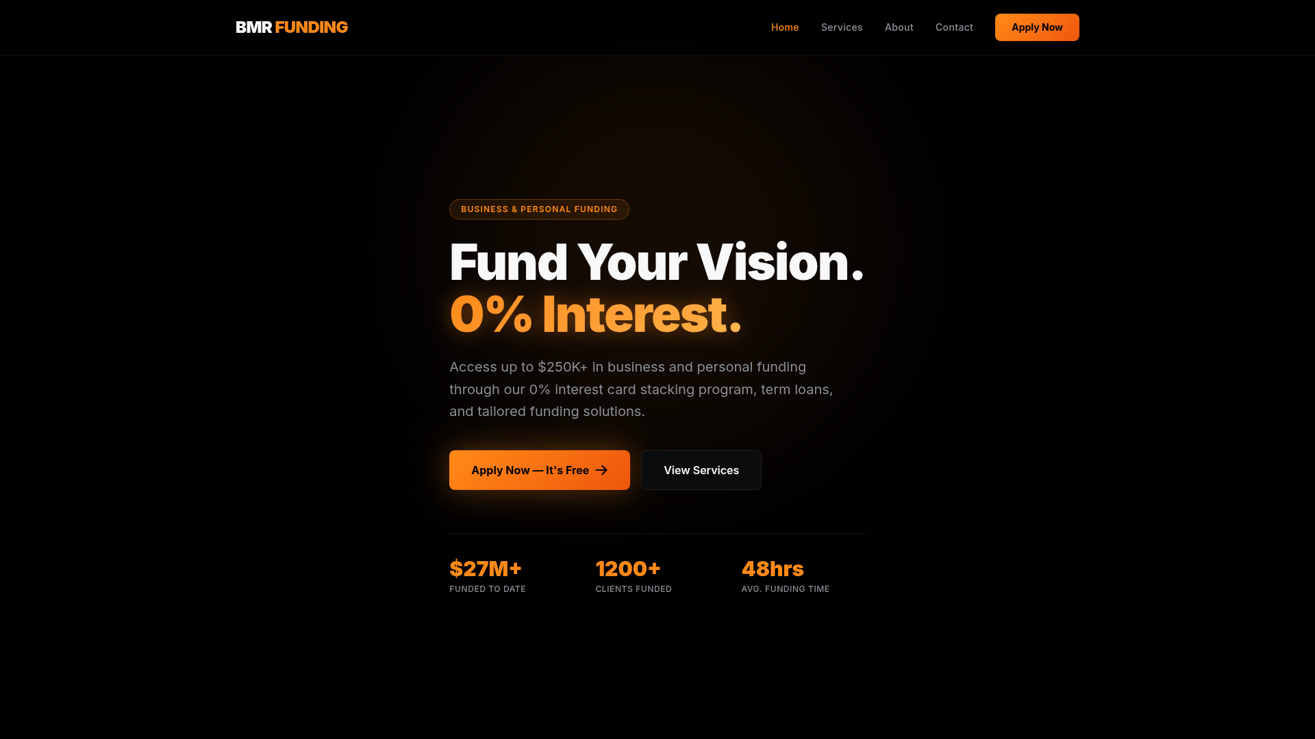 BMR Funding homepage screenshot